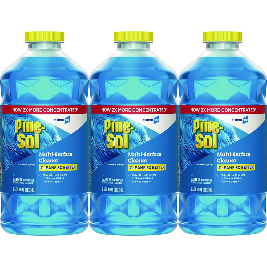Pine-Sol CloroxPro Multi-Surface Cleaner Concentrated, Sparkling Wave Scent, 80 oz Bottle, 3/Carton (60609CT)