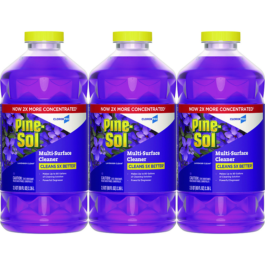 Pine-Sol CloroxPro Multi-Surface Cleaner Concentrated, Lavender Clean Scent, 80 oz Bottle, 3/Carton (60608CT)