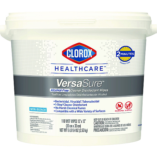 Clorox Healthcare VersaSure Cleaner Disinfectant Wipes, 1-Ply, 12 x 12, Fragranced, White, 110/Bucket (31759EA)
