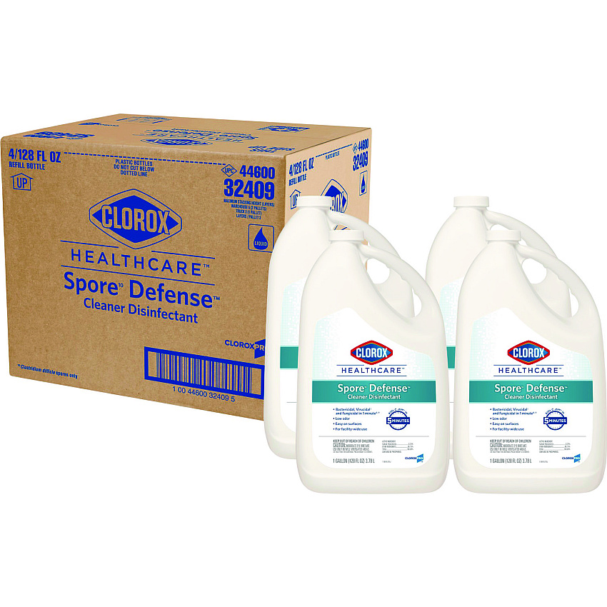 Clorox Healthcare Spore Defense Cleaner Disinfectant, Open System, 1 gal Bottle, 4/Carton (32409)