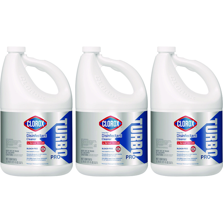 Clorox Turbo Pro Disinfectant Cleaner for Sprayer Devices, 121 oz Bottle, 3/Carton (60091)