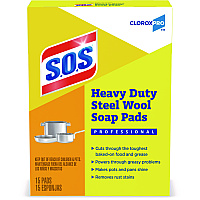 S.O.S. Steel Wool Soap Pads, 2.4 x 3, Steel, 15 Pads/Box, 12 Boxes/Carton (88320CT)