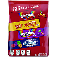 Mars Skittles, Starburst and Life Savers Fun Size Fruity Candy Assortment, 45.85 oz Bag, 135 Pieces, Individually Wrapped (29689)