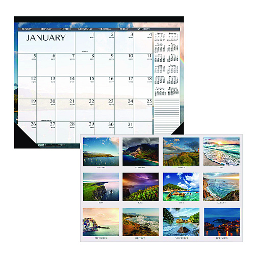 House of Doolittle Recycled Earthscapes Desk Pad Calendar, Seascapes Photography, 18.5 x 13, Black Binding/Corners,12-Month (Jan to Dec): 2026 (1386)