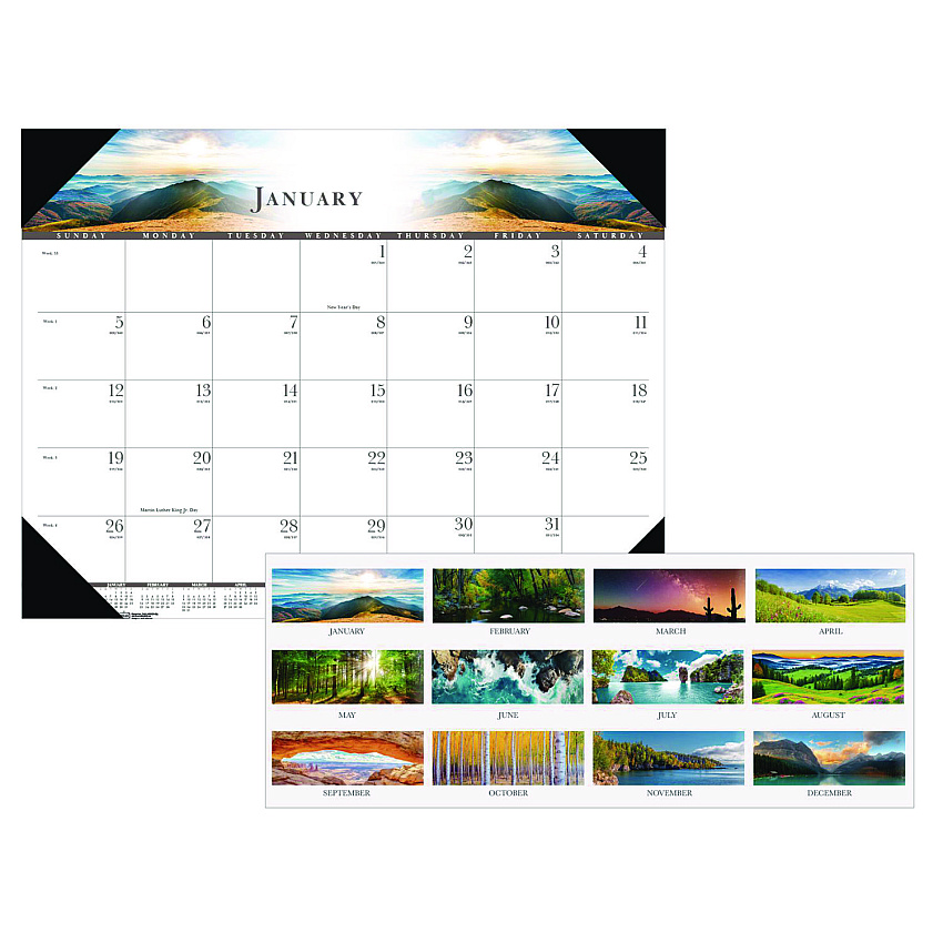 House of Doolittle Recycled Full-Color Monthly Desk Pad Calendar, Nature Photography, 22 x 17, Black Binding/Corners,12-Month (Jan to Dec): 2026 (140HD)
