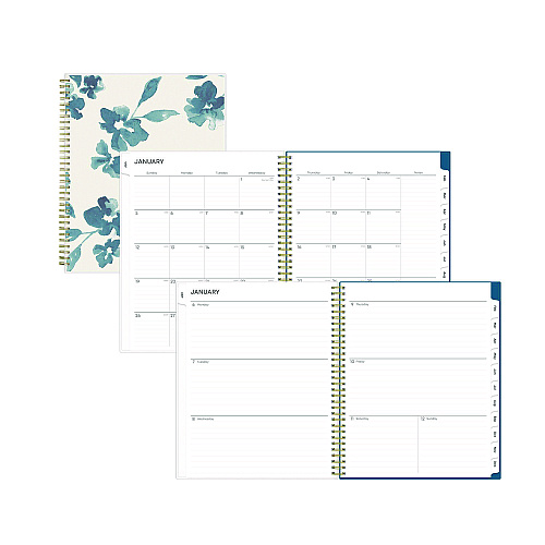 Blue Sky Bakah Blue Weekly/Monthly Planner, Floral Artwork, 11 x 8.5, Blue/White Cover, 12-Month (Jan to Dec): 2026 (137261)