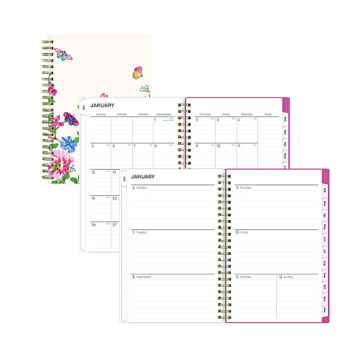 Blue Sky Fly By Frosted Weekly/Monthly Planner, Butterflies Artwork, 8 x 5, Blush/Pink Cover, 12-Month (Jan to Dec): 2026 (140196)