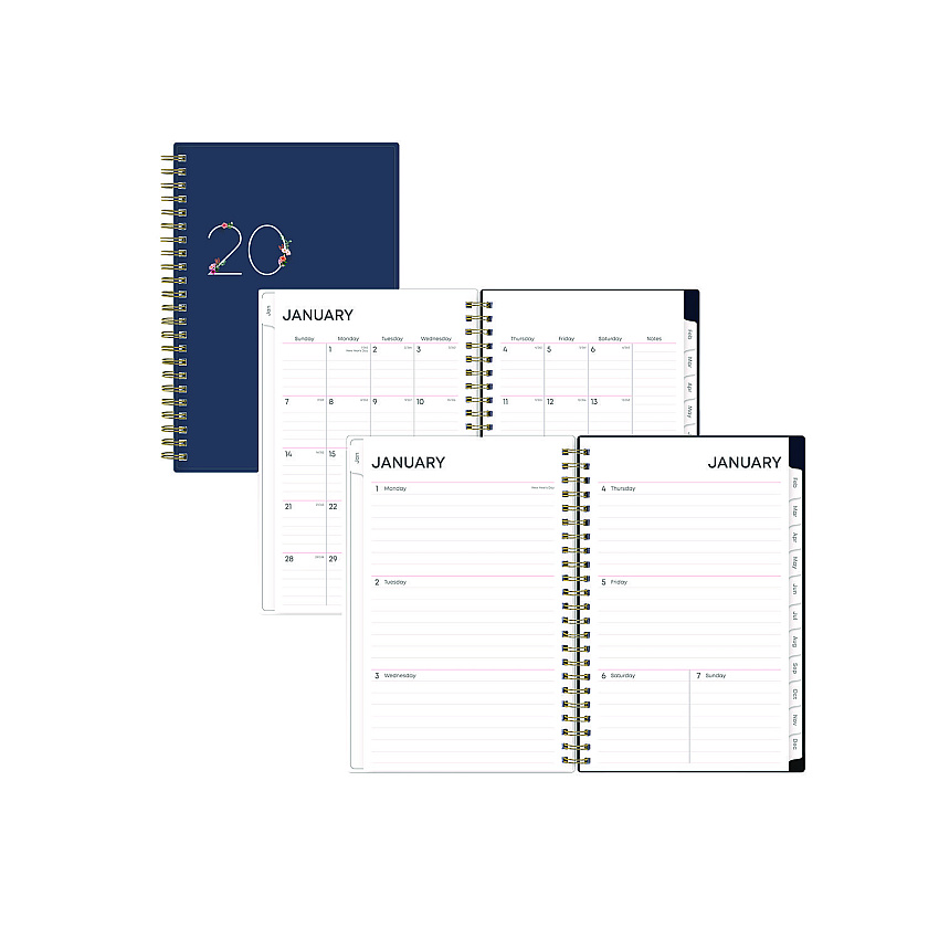 Blue Sky Ashlyn Weekly/Monthly Planner, Floral Artwork, 8 x 5, Navy/Multicolor Cover, 12-Month (Jan to Dec): 2026 (143958)