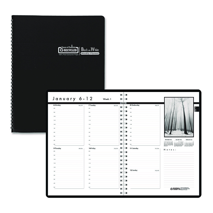 House of Doolittle Black-on-White Photo Weekly Appointment Book, Landscape Photography, 11 x 8.5, Black Cover, 12-Month (Jan to Dec): 2026 (217102)