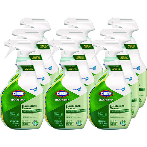 Clorox Pro EcoClean Disinfecting Cleaner, Unscented, 32 oz Spray Bottle, 9/Carton (60213CT)