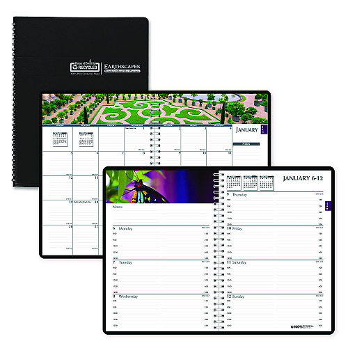 House of Doolittle Earthscapes Recycled Weekly/Monthly Planner, Gardens of the World Photography, 10 x 7, Black Cover, 12-Month (Jan-Dec): 2026 (294632)