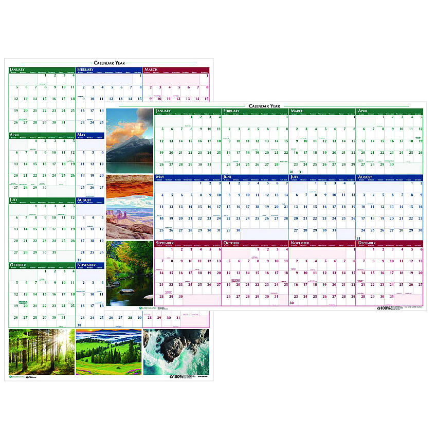 House of Doolittle Earthscapes Recycled Reversible/Erasable Yearly Wall Calendar, Nature Photos, 18 x 24, White Sheets, 12-Month (Jan-Dec): 2026 (3930)