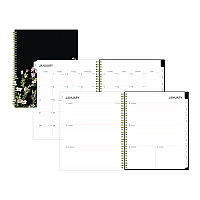 Blue Sky Nevaeh Weekly/Monthly Planner, Floral Artwork, 11 x 8.5, Black/Multicolor Cover, 12-Month (Jan to Dec): 2026 (143945)