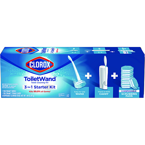 Clorox ToiletWand Disposable Toilet Cleaning System: Handle, Caddy and Refills, White, 6/Carton (03191CT)