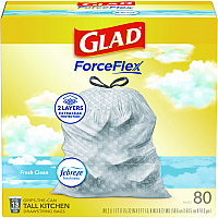 Glad ForceFlex Kitchen Drawstring Trash Bags, 13 gal, Fresh Clean Scent, 24