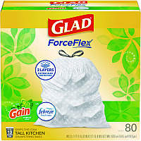 Glad ForceFlex Kitchen Drawstring Trash Bags, 13 gal, Gain Original Scent, 24
