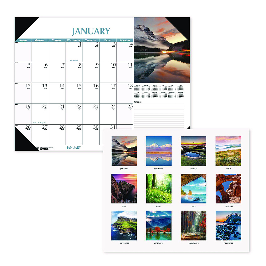 House of Doolittle Earthscapes Scenic Desk Pad Calendar, Scenic Photos, 18.5 x 13, White Sheets, Black Binding/Corners,12-Month (Jan-Dec): 2026 (1476)