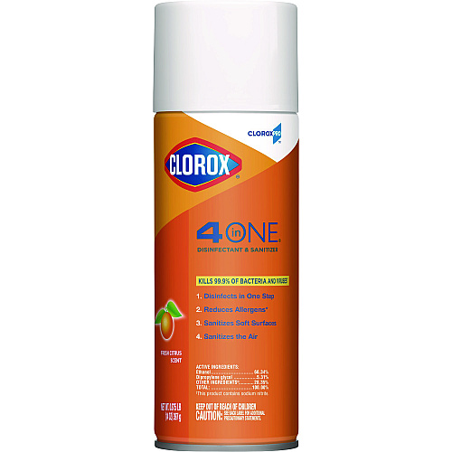 Clorox 4-in-One Disinfectant and Sanitizer, Citrus, 14 oz Aerosol Spray (31043)