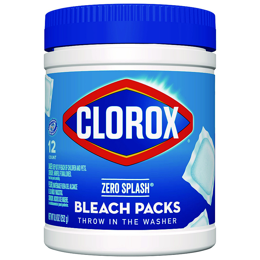 Clorox Zero Splash Bleach Packs, Regular, 12 Tabs/Pack, 6 Packs/Carton (31371)