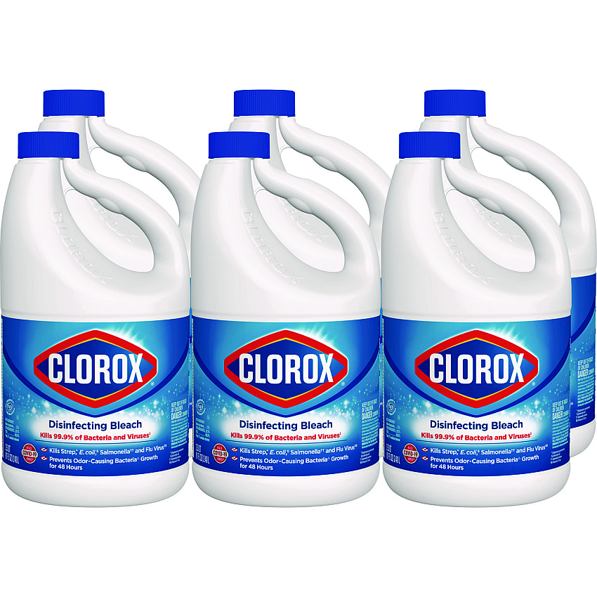Clorox Concentrated Regular Disinfecting Bleach, 81 oz Bottle, 6/Carton (32263)
