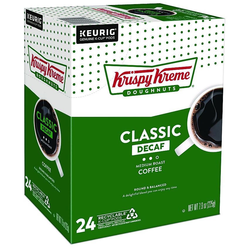 Krispy Kreme Doughnuts Classic Decaf Coffee K-Cups, Medium Roast, 24/Box (6111)