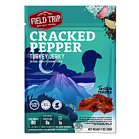 Field Trip Turkey Jerky, Cracked Pepper Turkey, 1 oz Bag, 12 Bags/Carton (FLD00508)
