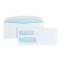 Quality Park Double Window Security-Tinted Check Envelope, #10, Commercial Flap, Gummed Closure, 4.13 x 9.5, White, 500/Box (24550)