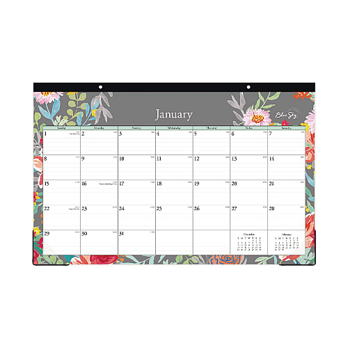 Blue Sky Sophie Desk Pad, Floral Artwork, 17 x 11, Multicolor Sheets, Black Binding, Clear Corners, 12-Month (Jan to Dec): 2026 (140089)