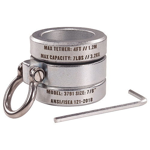 ergodyne Squids 3791 Sleever/Connecting Bar Lock Collar with Tool Attachment Point, 7 lb Max Working Capacity, 0.87" Long, Silver (19107)