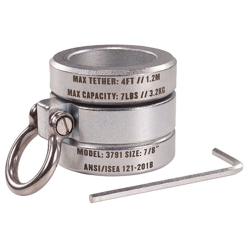 ergodyne Squids 3791 Sleever/Connecting Bar Lock Collar with Tool Attachment Point, 7 lb Max Working Capacity, 0.87" Long, Silver (19107)