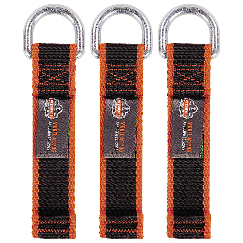 ergodyne Squids 3706 Web Tool Tether Attachment with D-Ring Tool Tails, 5 lb Max Working Capacity, 5.5" Long, Black, 3/Pack (19710)
