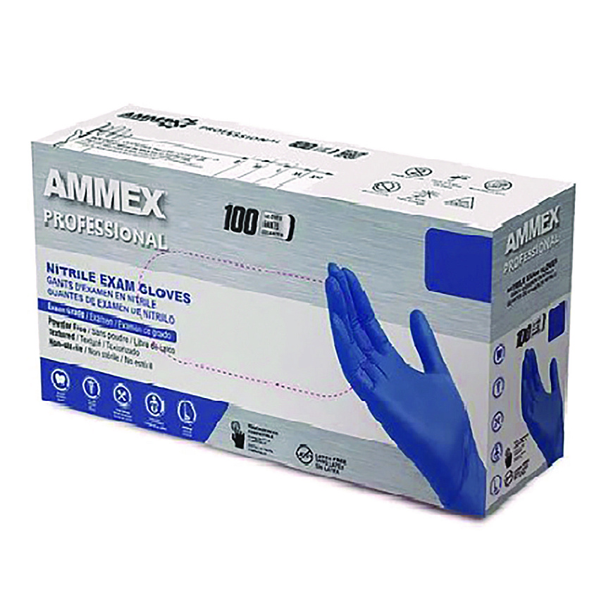 AMMEX Professional Nitrile Exam Gloves, Powder-Free, X-Large, Blue, 100/Box (ACNPF48100BX)