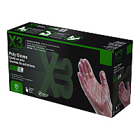 X3 by AMMEX Poly Food Safe Industrial Gloves, Large, Clear, 500/Box (PGLOVEL500)