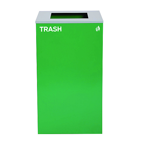 Alpine 29 Gallon Trash/Recycling Cans, Steel, Green Trash Can with Square Lid (4450KITGRNST)