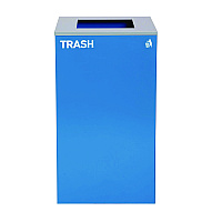 Alpine 29 Gallon Trash/Recycling Cans, Steel, Blue Trash Can with Square Lid (4450KITBLUST)