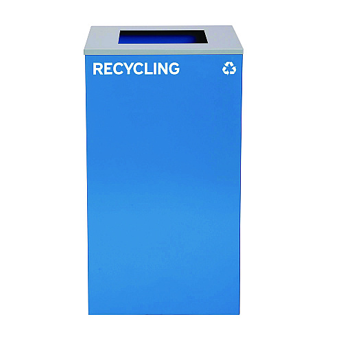 Alpine 29 Gallon Trash/Recycling Cans, Steel, Blue Recycling Can with Square Lid (4450KITBLUSR)