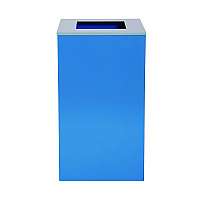 Alpine 29 Gallon Trash/Recycling Cans, Steel, Blue Can with Square Lid (4450KITBLUS)