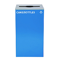 Alpine 29 Gallon Trash/Recycling Cans, Steel, Blue Cans/Bottles Recycling Can with Mixed Lid (4450KITBLUMC)