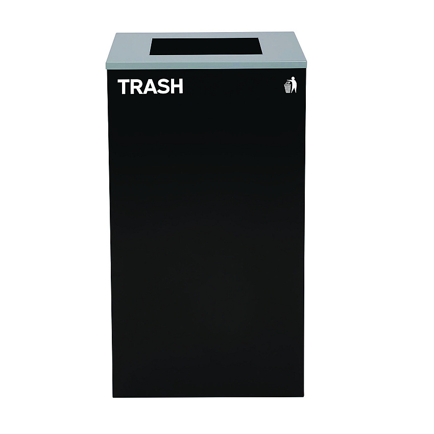 Alpine 29 Gallon Trash/Recycling Cans, Steel, Black Trash Can with Square Lid (4450KITBLKST)