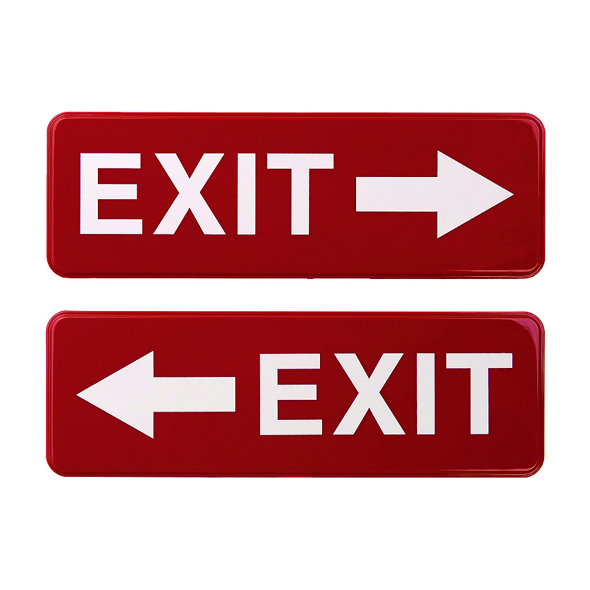 Excello Global Products Emergency Exit Indoor/Outdoor Wall Sign, 9 x 3, Red Face, White Graphics, 2/Pack (EGPHD0257S)