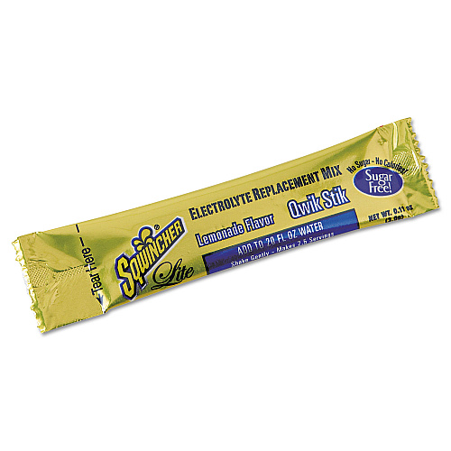 Sqwincher Sugar-Free Qwik Stik Energy Drink Mix, Lemonade, 1.26 oz Packet, 50/Pack (060103LA)