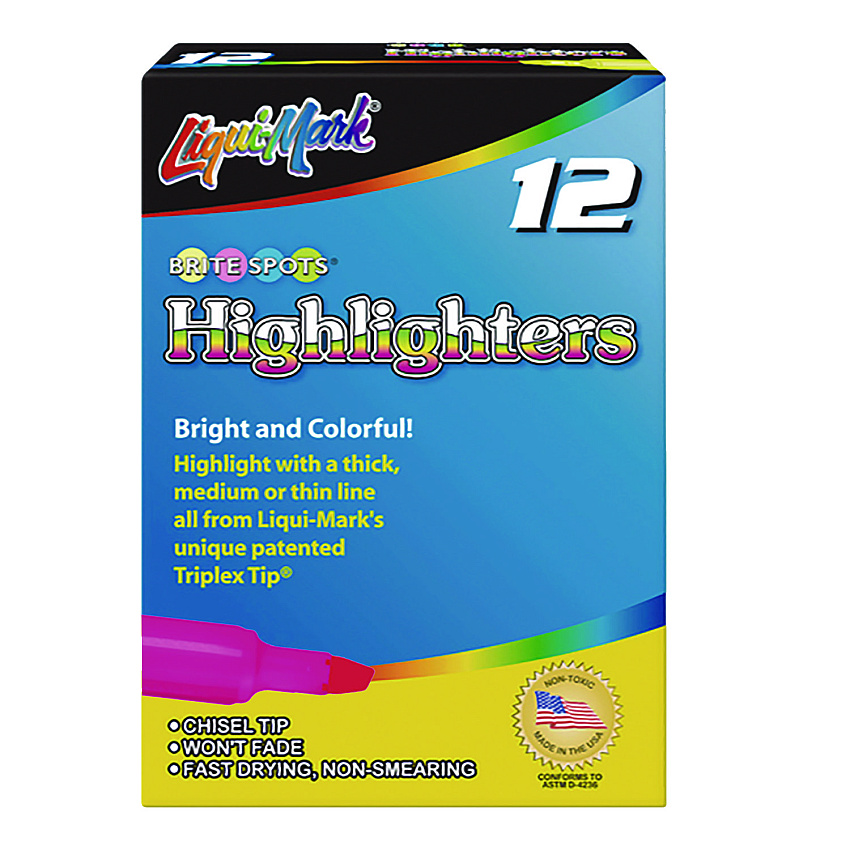 Liqui-Mark Tank Fluorescent Highlighter, Pink Ink, Chisel Tip, Pink Barrel, Dozen (60622)