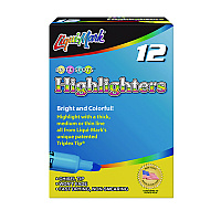 Liqui-Mark Tank Fluorescent Highlighter, Blue Ink, Chisel Tip, Blue Barrel, Dozen (60823)
