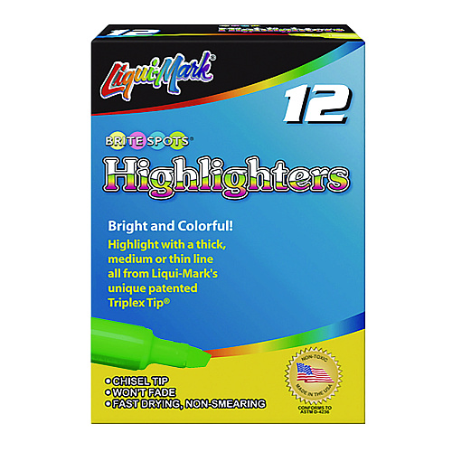 Liqui-Mark Tank Fluorescent Highlighter, Green Ink, Chisel Tip, Green Barrel, Dozen (61211)