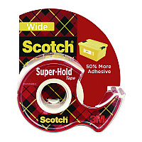 Scotch Super-Hold Wide Invisible Tape, 1.5" x 18 yds, Crystal Clear (198W)