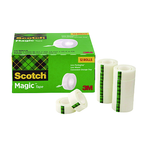 Scotch Magic Tape Cabinet Pack, 1" Core, 0.75" x 27.7 yds, Clear, 12/Pack (810K12CP)