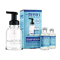 Mrs. Meyer's Foaming Hand Soap Concentrate Starter Kit, Rain Water, (2) 2 oz Refill Bottles, 10 oz Dispenser Bottle (355607)