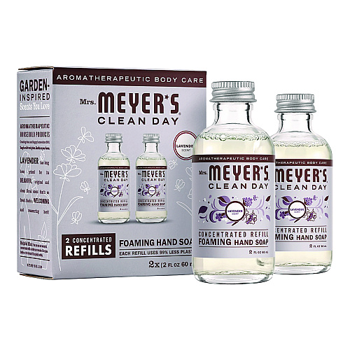 Mrs. Meyer's Clean Day Concentrated Foaming Hand Soap Dispenser Refill, Lavender, 2 oz Bottle, 2/Pack (355611)