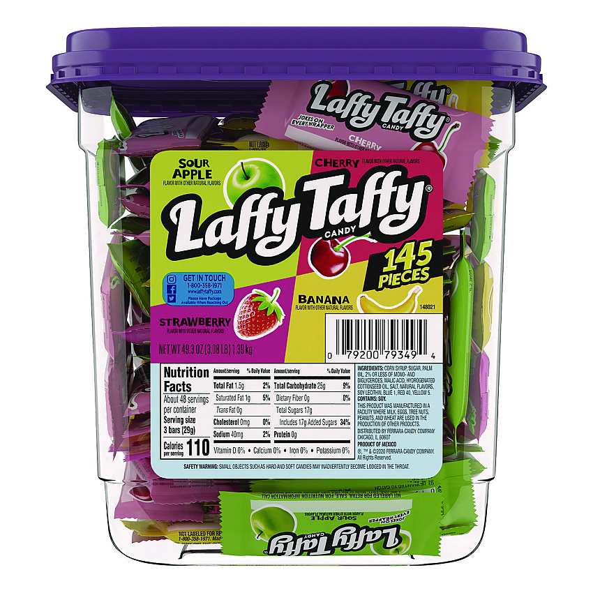 Nestle Laffy Taffy Assorted Pack, 49.3 oz Tub (FER42356)
