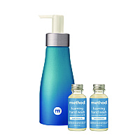 Method Refill + Reuse Foaming Hand Soap Refill Kit, Sea Minerals, (2) 1 oz Refill Bottles, 10 oz Dispenser Bottle (356001)